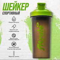 Шейкер 600 мл черный с зеленой крышкой FitRule 60186