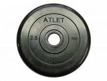 Диск 2,5 кг, 26 мм, черный, обрезиненный Atlet MB Barbell 997933