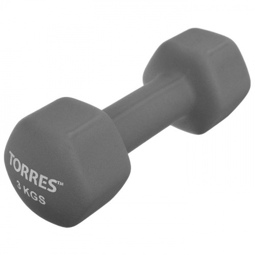 Гантель обливная 3 кг серый неопрен Torres PL55013/5488093