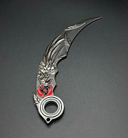 Макет ножа Керамбит металл затупленный с подшипником черно-красный 996020