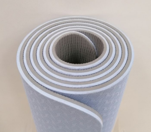Коврик для йоги 0,6х61х183 см голубой-серый TPE Yoga mat 00756-3