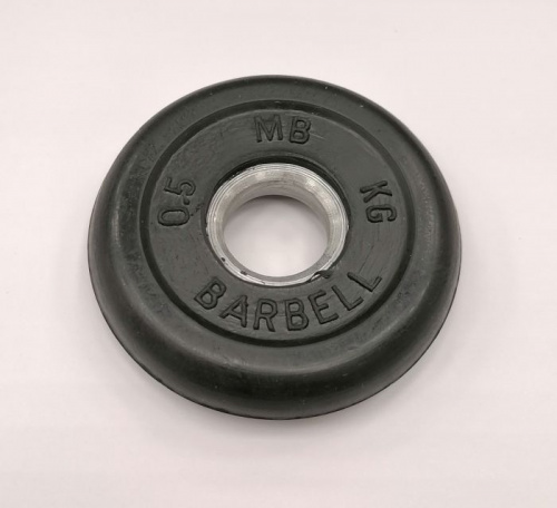 Диск 0,5 кг, 26 мм, черный, обрезиненный с метал втулкой MB Barbell 997926 Диск 0,5 кг, 26 мм, черный, обрезиненный с метал втулкой MB Barbell 997926