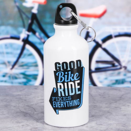 Бутылка для воды 400 мл "Good bike" металл с держателем для велосипеда 3445285 фото 6