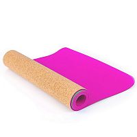 Коврик для йоги 0,4х61х173 см розовый-пробка TPE 358819