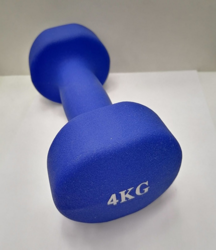 Гантель обливная 4 кг синий неопрен 02964 Гантель обливная 4 кг синий неопрен 02964