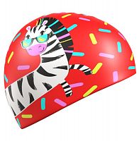 Шапочка для плавания детская силиконовая Zebra красная 05W