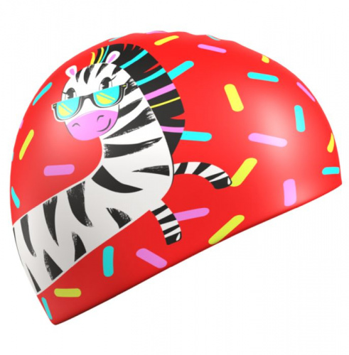 Шапочка для плавания детская силиконовая Zebra красная 05W