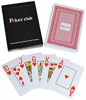 Карты 54 шт пластик Poker Club красные 1,8 см х 9 см х 6,5 см ИН-9199