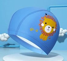 Шапочка для плавания детская PU Coated синяя Львенок 995936