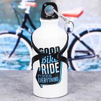 Бутылка для воды 400 мл "Good bike" металл с держателем для велосипеда 3445285