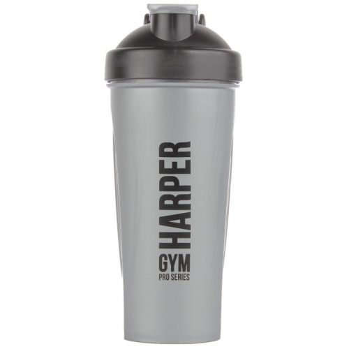 Шейкер 600 мл S01-600 серый с черной крышкой Harper Gym Черное серебро 368736