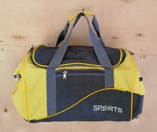 Сумка спортивная Sports 5026-1 серо-желтая 65х26х28 см ЗФТС