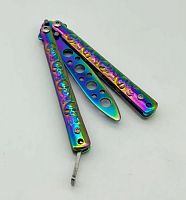 Макет ножа Бабочка металл на винтах (затупленный) 17 см Градиент черепа объемные 995414