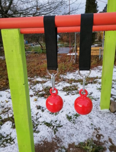 Лямки-шары для подтягиваний d-80 мм (2 шт) металл красный 998225