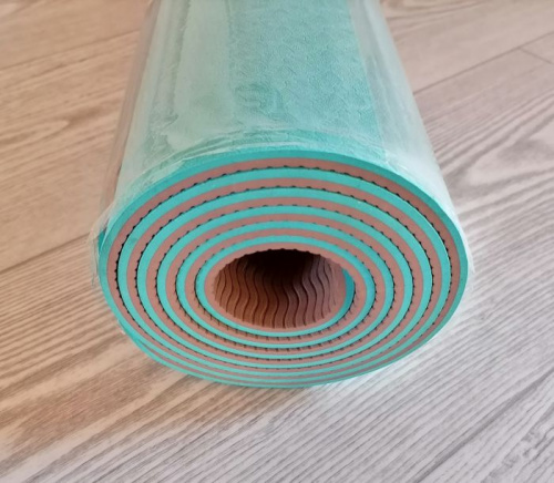 Коврик для йоги 0,6х61х183 см бирюзовый-коричневый TPE Yoga mat 00756-7 фото 2