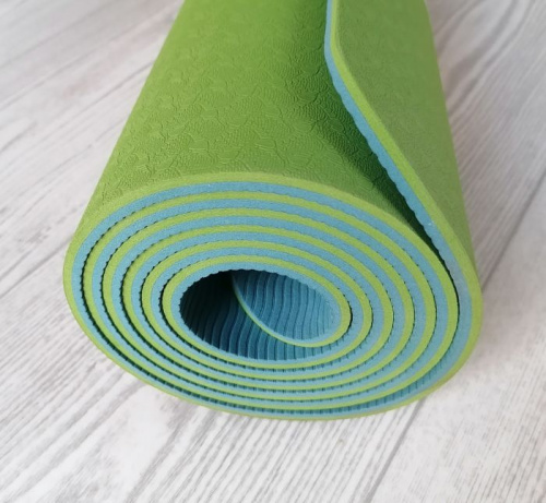 Коврик для йоги 0,6х61х183 см зеленый-синий TPE Yoga mat 00756-12