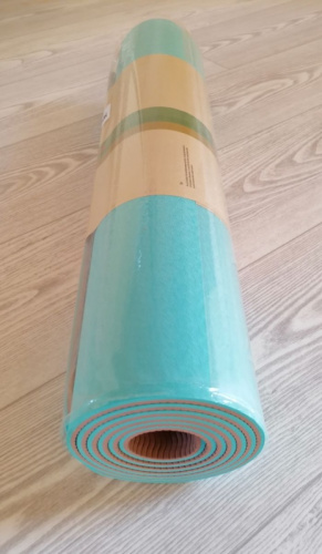 Коврик для йоги 0,6х61х183 см бирюзовый-коричневый TPE Yoga mat 00756-7