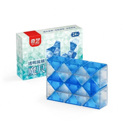 Кубик Рубика Змейка 24 звена синяя прозрачная QiYi (MoFangGe) Magic Snake 996094