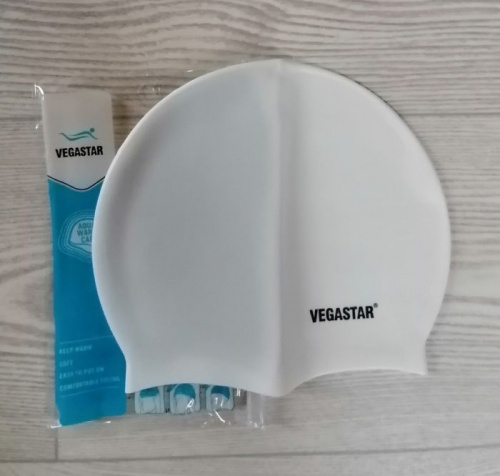 Шапочка для плавания силиконовая Vegastar белый 01016 Шапочка для плавания силиконовая Vegastar белый 01016
