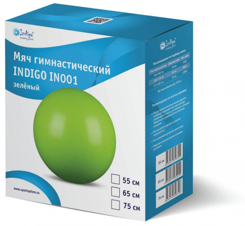 Мяч фитнес 65 см зеленый IN001 Indigo фото 6