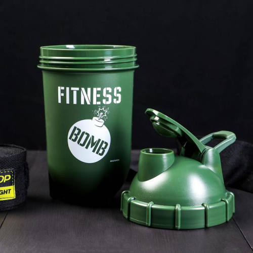 Шейкер 600 мл "Fitness Bomb. Фитнес бомба" зеленый 5153875 фото 4