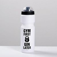 Бутылка для воды 750 мл "Gym first, Gin later" белая 5115146