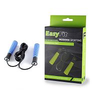 Скакалка 3,05 м ПВХ шнур с обрезин ручками синяя EasyFit EF-13NS 02547