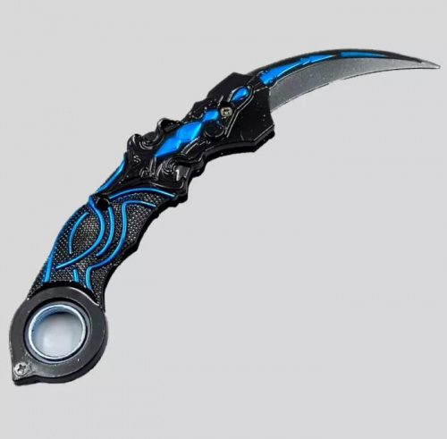 Макет ножа Керамбит металл затупленный складной серо-голубой 996080 фото 2 Макет ножа Керамбит металл затупленный складной серо-голубой 996080 фото 2