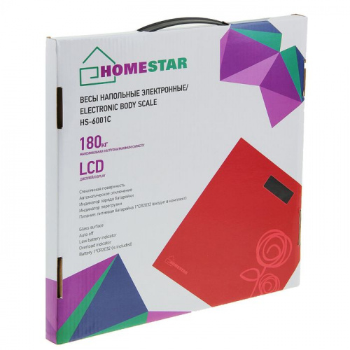 Весы напольные электронные красные до 180 кг Homestar HS-6001C/2136887  фото 6