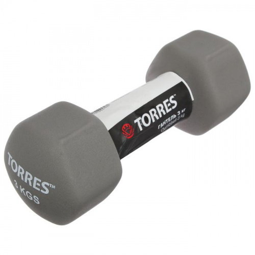 Гантель обливная 3 кг серый неопрен Torres PL55013/5488093 фото 2