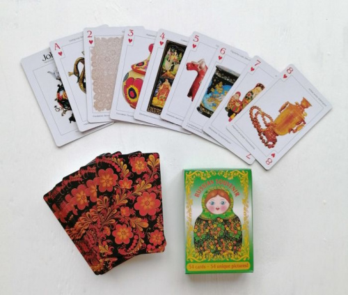 Карты 54 шт "Матрешка" в зеленой упаковке 09094