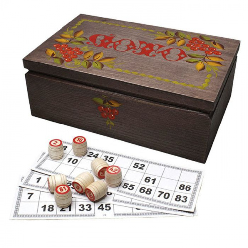 Лото в шкатулке тонированное роспись "Рябина" 997719 Лото в шкатулке тонированное роспись "Рябина" 997719