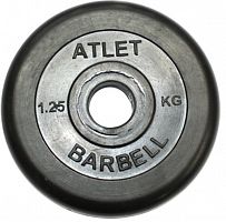 Диск 1,25 кг, 31 мм, черный, обрезиненный Atlet MB Barbell 997859