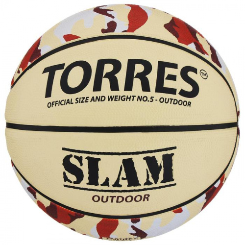 Мяч баскетбольный №5 Torres Slam корич-оранж-белый B00065 856721