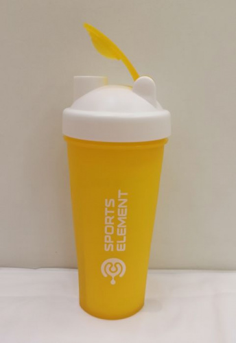 Шейкер 600 мл S01-600 желтый с белой крышкой Sports Element 02216