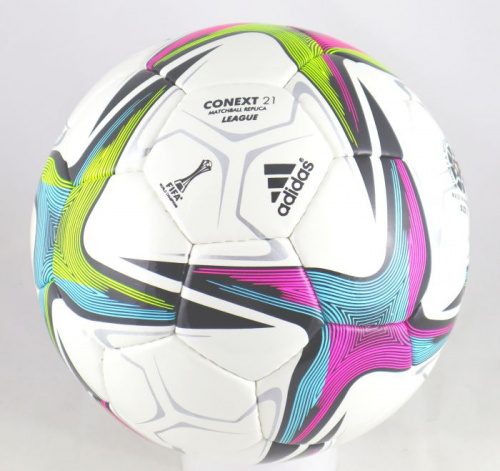 Мяч футбольный №5 Conext21 сине-желто-розовый сшитый 02242 фото 2