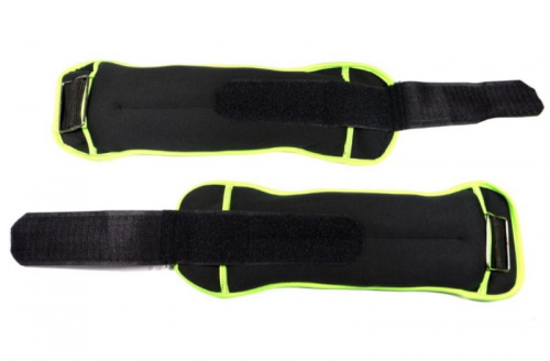 Утяжелители 2 кг х 2 дробь неопрен черно-салатовый в сумочке 01158