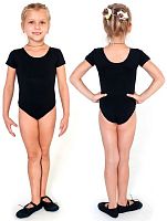 Купальник гимнастический 34 черный короткий рукав SM-189 24017