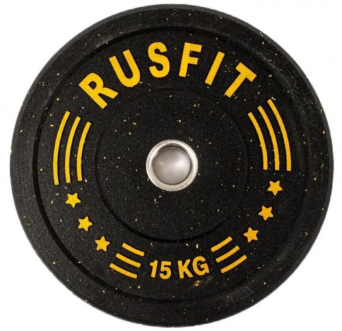 Диск 15 кг, 51 мм, бамперный RusFit 997077