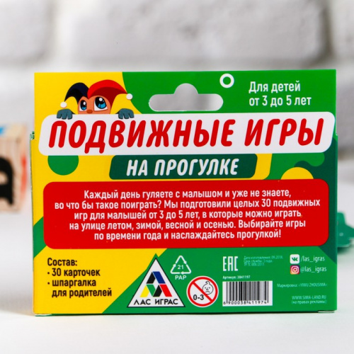 Игра карточная "Подвижные игры на прогулке" 3-5 лет 3841197 фото 4