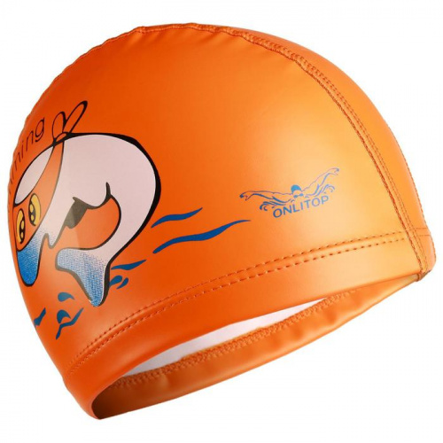 Шапочка для плавания детская PU Coated оранжевая Рыбка 3791413 фото 4