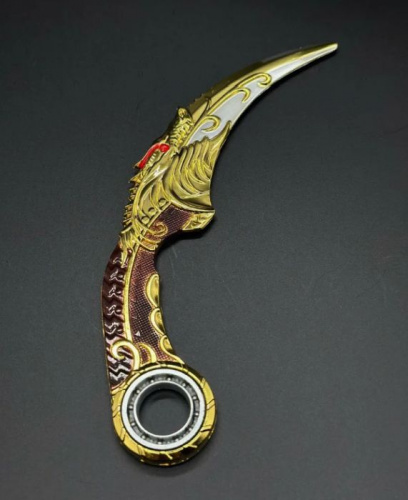 Макет ножа Керамбит металл затупленный с подшипником золото-коричневый 996022 Макет ножа Керамбит металл затупленный с подшипником золото-коричневый 996022