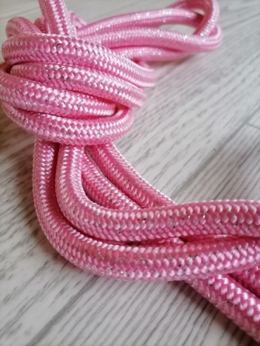 Скакалка 3 м гимнастическая с люрексом мягкая розовый 998008 фото 2