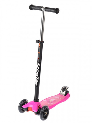 Самокат 3-колесный (2 кол спереди) розовый MAXI M-4A Pink 32423