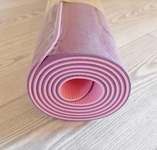 Коврик для йоги 0,6х61х183 см фиолетовый-розовый TPE Yoga mat 00756-6 фото 2