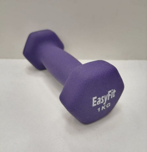 Гантель обливная 1 кг фиолетовая неопрен Easy Fit 02950