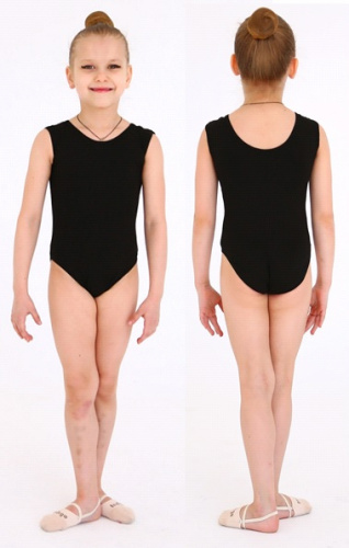 Купальник гимнастический 36 SM-353 черный Майка 01040