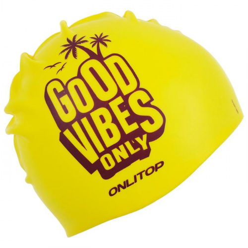 Шапочка для плавания силиконовая Good Vibes желтая 5153956 фото 3