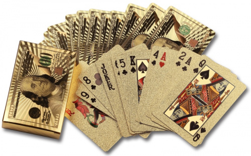 Карты 54 шт пластик 100 $ золото 09103 97516