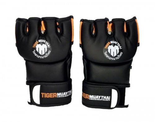Перчатки для MMA M Tiger Muay Thai черно-бело-оранж 01054
